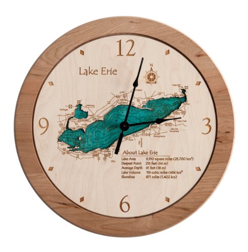 Lake Bronson 2D Laser Carved 14.5 inch Clock Map - Kittson - MN