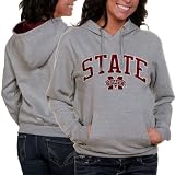 Mississippi State Bulldogs Ladies Ash Amy Fleece Pullover Hoodie Sweatshirt (Small)