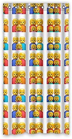 DONGMEN iPhone Emojis Parents and Children White Ployester Window Curtain 50"x96" One Piece Perfect for Living Room Bedroom Bathroom and Kitchen