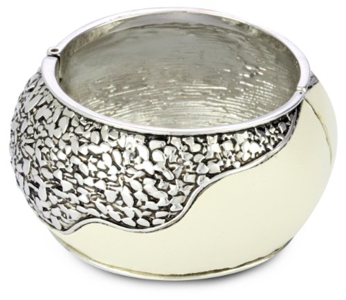 Belle Noel Palladium-Plated Nugget and Leather Cuff Bracelet
