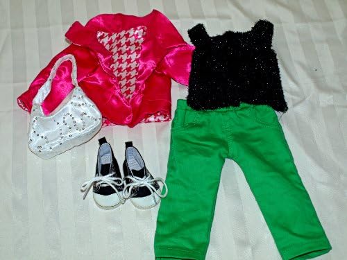 Doll School Outfit Fit lot set 18 Inch American Girl Doll Jacket Jeans Canvas Holiday Christmas Party fashion unique special Shoes Outfit Clothing Isabelle Caroline Saige