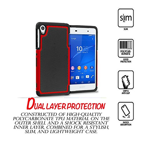 Xperia Z3 Case,Sony Xperia Z3 Case[Drop Protection] [Shock-Absorption] [Impact Resistant] Bumper Premium Hard Case for Sony Xperia Z3(Not for Z3+ / Z3 Compact / Z3 Dual / Z3v / Z3 Tablet) (red)
