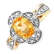 FPJ Stunning Ring With 1.25ctw Precious Stones - Genuine Diamonds and Citrine Made in Two tone Gold - Certificate Available.
