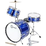 Blue Drum Set Complete Junior Kid's Children's Size with Cymbal Stool Sticks - Everything You Need to Start Playing