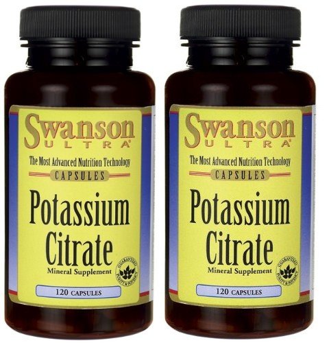 Swanson Ultra Potassium Citrate 99mg - 2 Bottles each of 120 Capsules