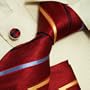 NEW Designer Red Gold Stripes 100% Jacquard Woven Silk Tie Hanky Mens Necktie and Cuff Links Blue Ties Cufflinks and Handkerchiefs Set H5025