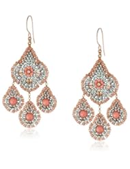 Miguel Ases Pink Coral and Silver Accent Small Chandelier Drop Earrings