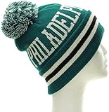Absolute Clothing Philadelphia Block Letters Cuff Beanie Knit Pom Pom Hat Cap