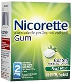 Nicorette OTC Stop Smoking Nicotine Gum, 2mg-Fresh Mint-100 ct. (Quantity of 1)