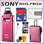 Sony MHS-PM5K/P Bloggie Mobile 5MP HD Snap 360 Video Camera (Pink) with 4x Digital Zoom + 8GB Deluxe Accessory Kit