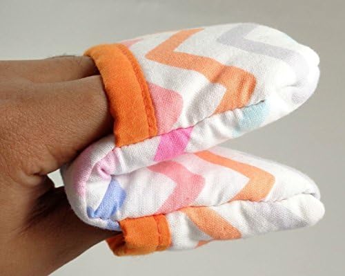 One Multi-Colored Chevron with Orange Binding Pot Pincher