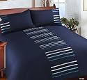 Dash Navy Double Bed Luxury Embellished Duvet Cover Set