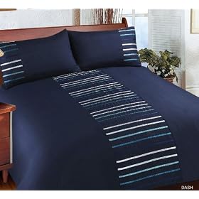 Dash Navy Double Bed Luxury Embellished Duvet Cover Set