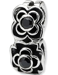 Reflection Beads Silver Black CZ Floral Connector bead
