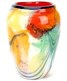100% Handcraft Murano Glass Art Colorful painting Vase