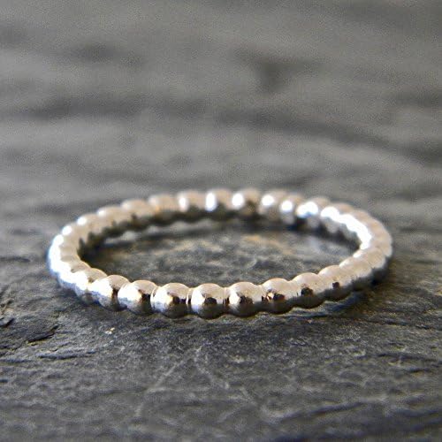 Sterling Silver Thumb Ring, Silver Stacking Ring, Beaded Band Ring, Handmade Artisan Jewelry
