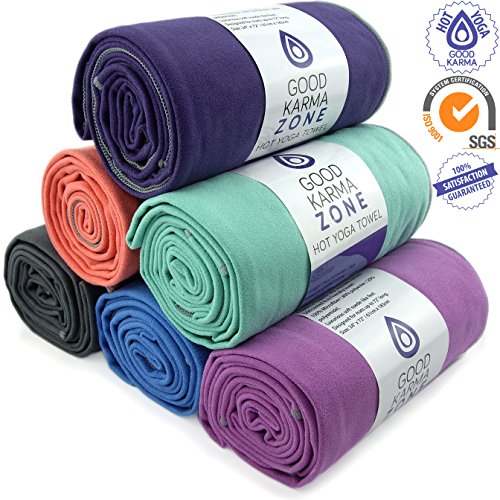 Bikram Hot Yoga Towel - Microfiber Non Slip Skidless Yoga Mat Towels for Yoga, Exercise, Fitness, Pilates