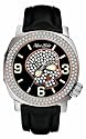 Marc Ecko E13524G1 Unisex Iced Skeleton Analogue Watch With Black Leather Strap and Rose Gold Accents