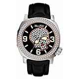 MarcEckoMen'sBlackLeatherSkullFaceWatch#E13524G1