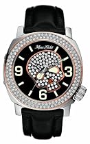 Marc Ecko E13524G1 Unisex Iced Skeleton Analogue Watch With Black Leather Strap and Rose Gold Accents