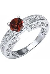 1.59 Ct Round Red Garnet 925 Sterling Silver Ring