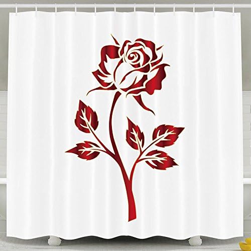 Crimson Rose Silhouette Polyester Fabric Shower Curtains 60*72inch