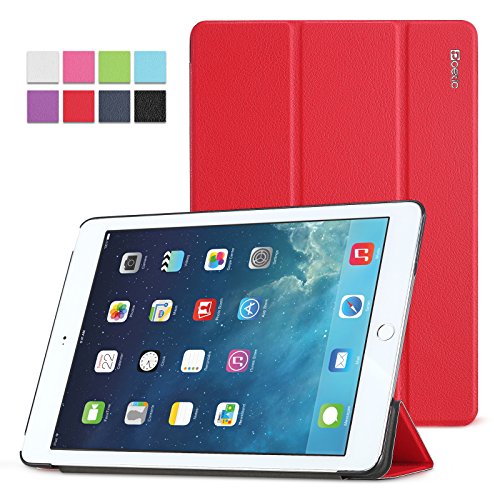 Poetic iPad Air Case Slimline Series - Lightweight Ultra-slim PU Leather Slim-Fit Trifold Cover Stand Folio Case for Apple iPad Air 1st Gen (5th Generation iPad) Red