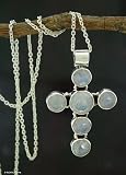 Moonstone necklace, 'Cross of Peace'