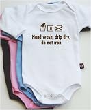 Washing instructions long sleeve baby bodysuit / onesie - white