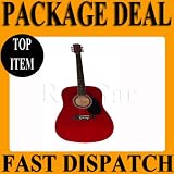 4/4 Full Size 41” Red Beginner Dreadnought Acoustic Guitar Pack Package Outfit Steel String – Includes Strap, bag, Set of strings, pick, pitch pipe and FREE DVD *NEW*