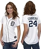 MLB Women's Detroit Tigers Miguel Cabrera White Home Short Sleeve 5 Button Synthetic Replica Baseball Jersey  (White, X-Large)