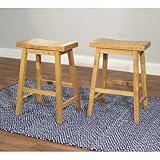 TMS 24-Inch Belfast Saddle Stool, Rustic Oak, Set of 2