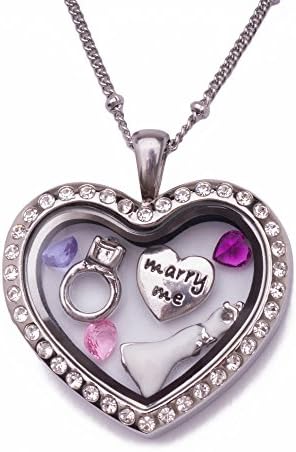Marry Me Floating Charm Memory Locket necklace by Maddie M Designs