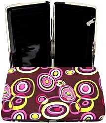 New Retro Circle Fun Trendy Flat Clutch Wallet --Black Purple Turquoise Brown Hot Pink