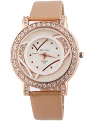 Yesurprise New Quartz Fashion Rose Gold Crystal Case Weave Leather Bracelet Girl Woman Wrist Watch Gift Gold