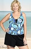 Beach Belle Bubble Blooms Plus Size V-Insert Shortini Swimsuit - Plus Size Swimsuit Plus Size Swimsuits