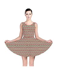 Polyester/Spandex Stretchy Chevron Print Zig Zag Skater Dress 