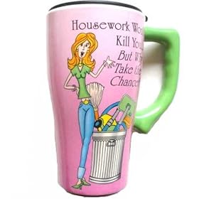 Ceramic Travel Coffee Mug - Housework Won't Kill You by Spoontiques Creative Ventures