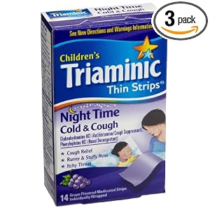 Triaminic Night Time Cold & Cough, 14-Count Thin Strips (Pack of 3)