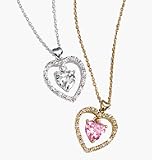 Avon Double Heart Necklace Clear/Silvertone