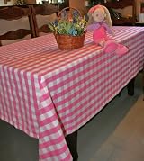 Pink Block Check Tablecloth, 54 x 90