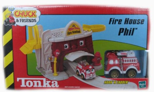 Childrens Toyshop  Toys : Tonka Lil' Chuck & Friends Fire House Phil Playset with Hook' N Ladder Fire Truck