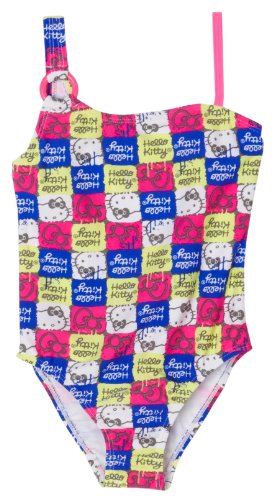 Hello Kitty Girls 2-6x Little Girls Retro Kitty Printed 1 Piece Swimwear, Purple, 4