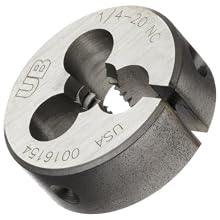 Union Butterfield 2010(UNC) Carbon Steel Round Threading Die, Uncoated (Bright) Finish, 1" OD, 1/4"-20 Thread Size