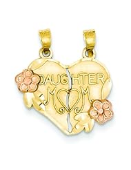 14K Gold Two Tone Break Apart Mother & Daughter Pendant