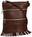 B. MAKOWSKY Grab Bags Fringe X Body,Brandy,one size