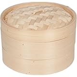 Trademark Innovations 3 Piece Bamboo Steamer, Standard, Tan