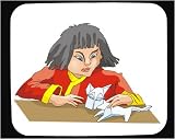 Mouse Pad with individuals, humans, girl, petting, human, persons, cat, white, pet, body, individual, person, people