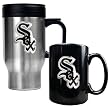 Chicago White Sox MLB Stainless Steel Travel Mug & Black Ceramic Mug Set - Primary Logo by Great American Products