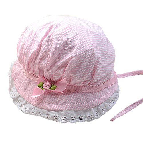 FUNOC® Adjustabe Toddlers Baby Girls Flower Stripe Sun Hat Cap Summer Cotton Bonnet